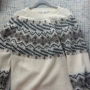 Aritzia Wilfred Cream and Black Patterned Sweater